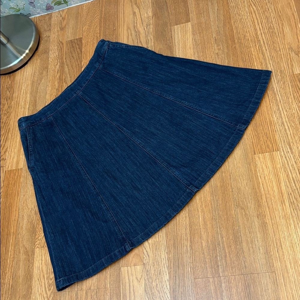 Vintage L.L. Bean classic dark denim A-line panel skirt. Size 12P.